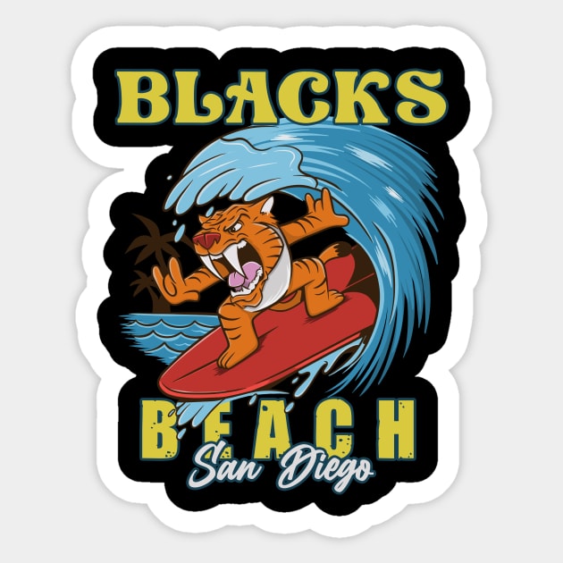 Blacks beach surfing San Diego Sticker by Imaginar.drawing